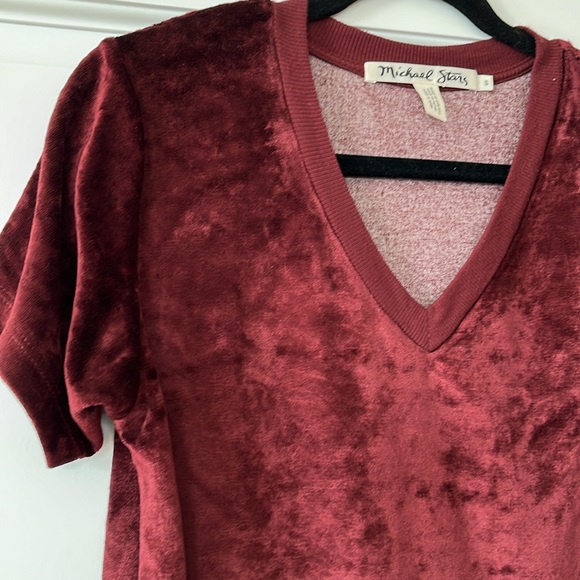 Velvet red short sleeved shirt, Michael Stars, size small - Picture 3 of 4